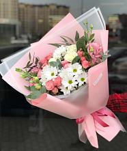 Букет цветов из:  Розы, Лизиантусы и Хризантемы в Падинском